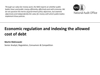 Economic regulation and indexing the allowed  cost of debt  Martin Malinowski  Senior Analyst,