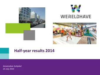 Half-year results 2014  Amsterdam Schiphol  25 July 2014  Highlights  Financial performance  H1