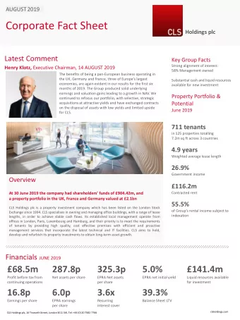 Corporate Fact Sheet  Holdings plc  Latest Comment  Key Group Facts  Strong alignment of interest: