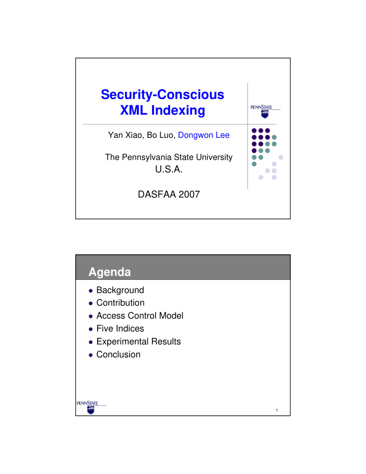 security conscious xml indexing
