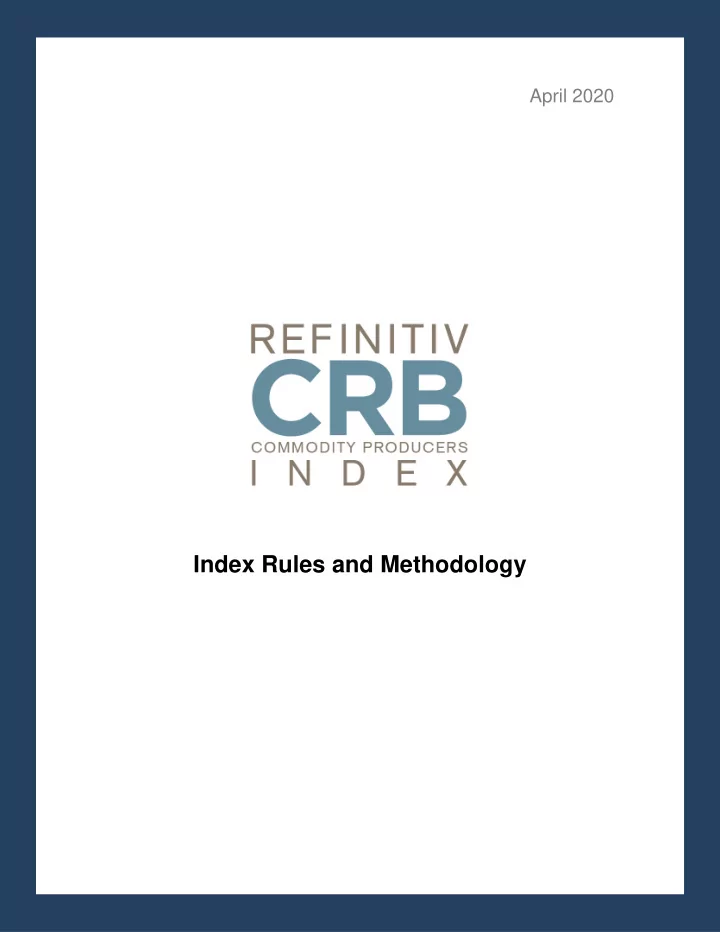 index rules and methodology