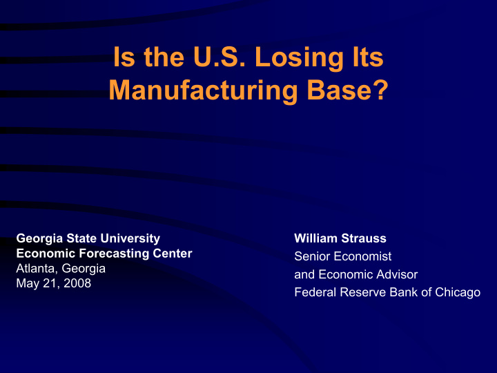 is the u s losing its manufacturing base