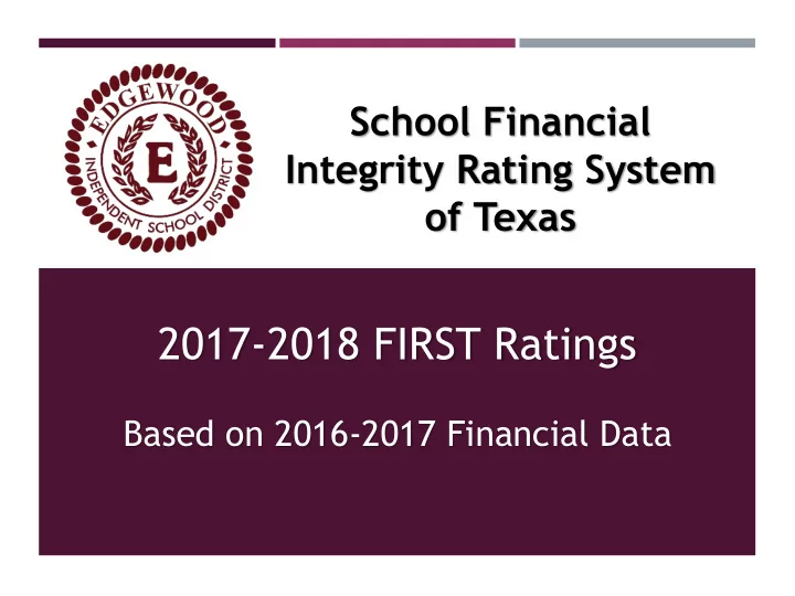 2017 2018 first ratings