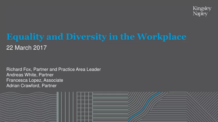 equality and diversity in the workplace