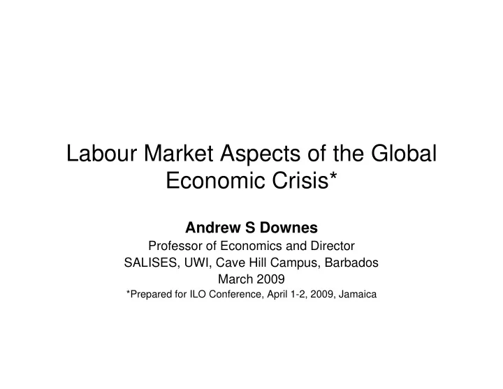 labour market aspects of the global economic crisis