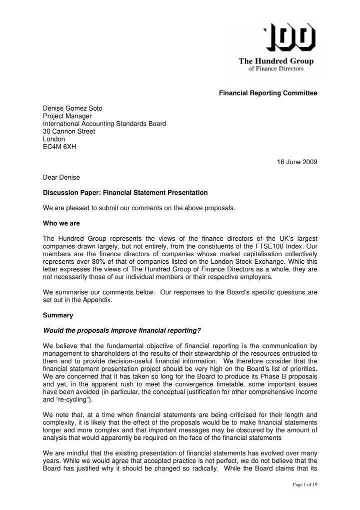 financial reporting committee denise gomez soto project