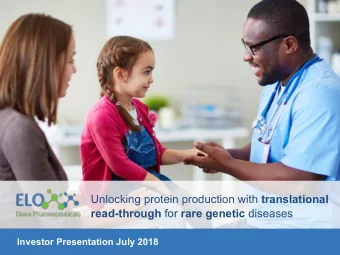 Unlocking protein production with translational read-through for rare genetic diseases  Investor