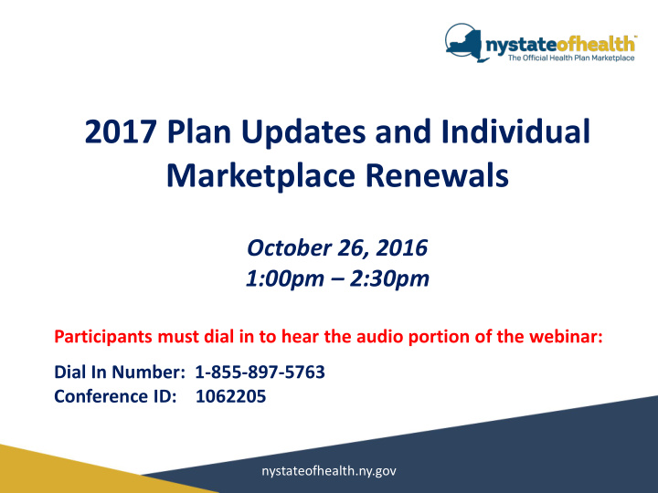 2017 plan updates and individual marketplace renewals