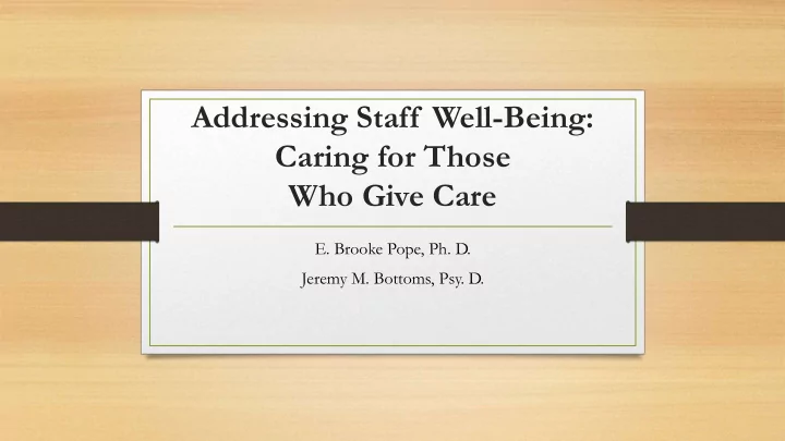 caring for those