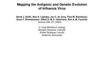 Mapping the Antigenic and Genetic Evolution  of Influenza Virus  Derek J. Smith, Alan S. Lapedes,