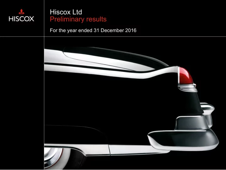 hiscox ltd preliminary results