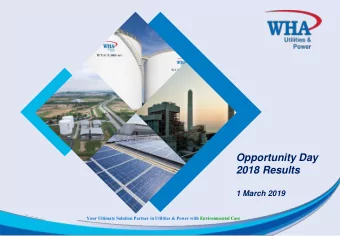 Opportunity Day  2018 Results  1 March 2019  Your Ultimate Solution Partner in Utilities &amp;