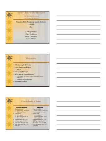 Never-Below-the-Horizon  Off-Shoring Decision  Call Center in Mexico  Presented to: Professor Karen