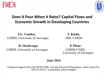 J-L. Combes , T. Kinda ,  CERDI, University of Auvergne                     IMF, CERDI R. Ouedraogo
