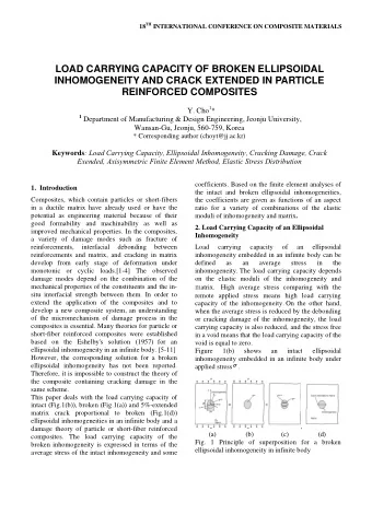 LOAD CARRYING CAPACITY OF BROKEN ELLIPSOIDAL  INHOMOGENEITY AND CRACK EXTENDED IN PARTICLE