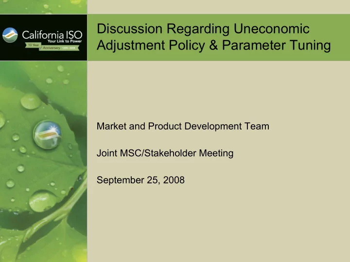 discussion regarding uneconomic adjustment policy