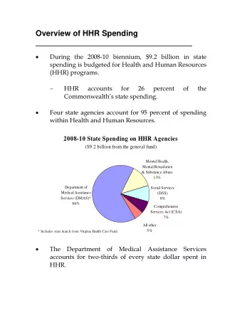 Overview of HHR Spending   During the 2008-10 biennium, $9.2 billion in state  spending is