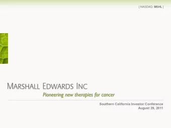 Southern California Investor Conference  August 29, 2011  Forward-Looking Statements  These slides