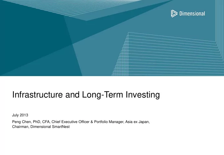 infrastructure and long term investing