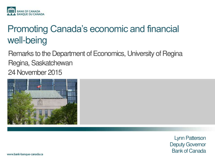 promoting canada s economic and financial well being