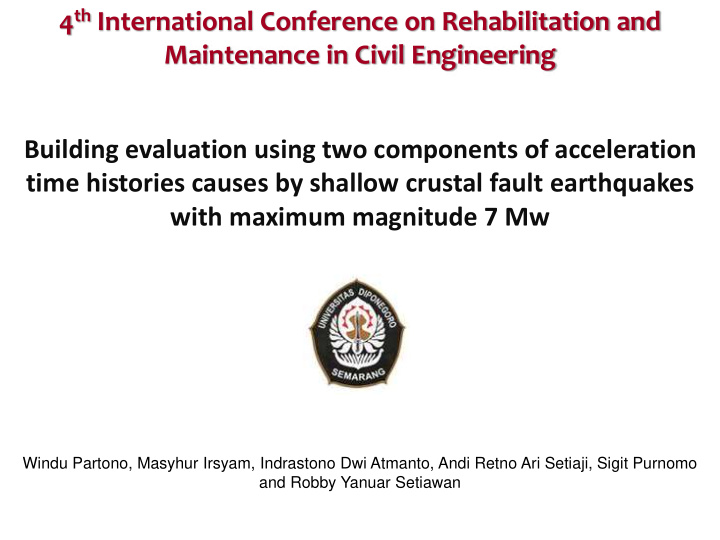 4 th international conference on rehabilitation and