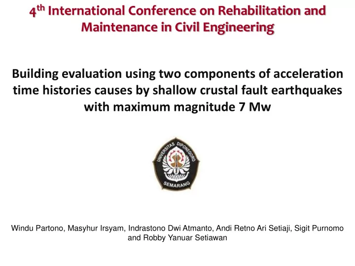 4 th international conference on rehabilitation and