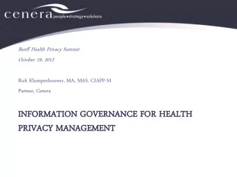 INFOR  IN  ORMATION  MATION GO  GOVERN  ERNAN  ANCE  CE FOR  OR HEALT  LTH  PRI  RIVA  VACY  CY