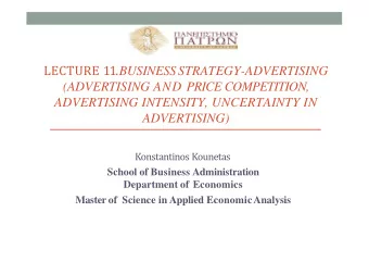 (ADVERTISING AND PRICE COMPETITION,  ADVERTISING INTENSITY, UNCERTAINTY IN ADVERTISING)