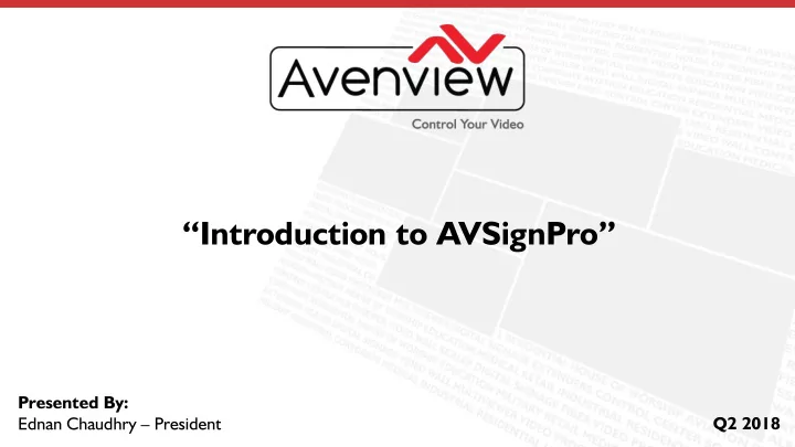 introduction to avsignpro