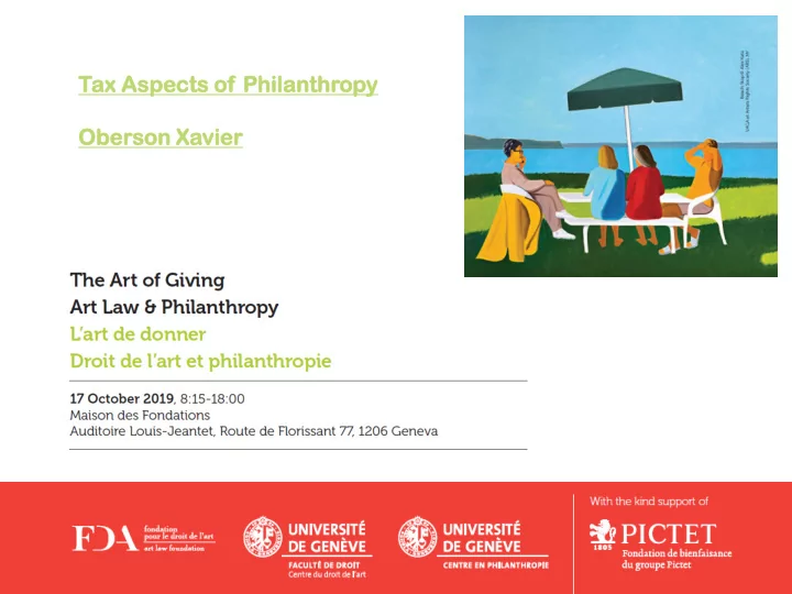 tax aspe pects cts of philanthr lanthrop opy oberso son