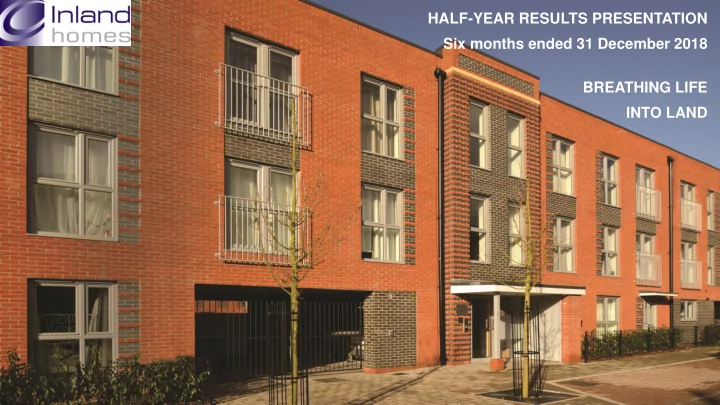half year results presentation six months ended 31