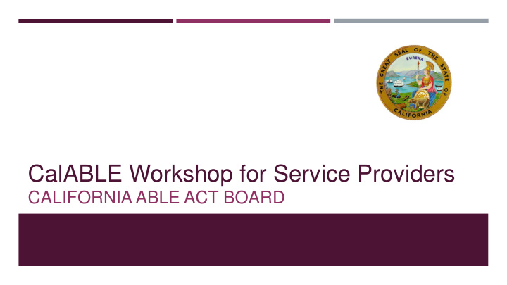 calable workshop for service providers
