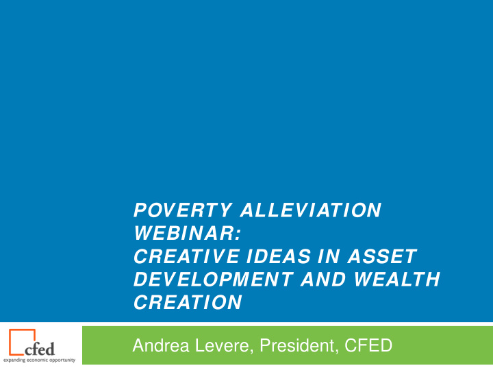 poverty alleviation webinar creative ideas in asset