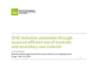 GHG reduction potentials through  resource efficient use of minerals  and secondary raw material
