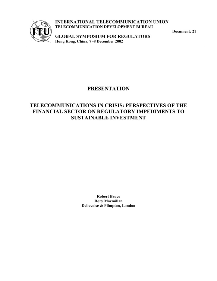 presentation telecommunications in crisis perspectives of