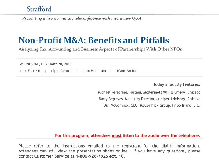 non profit m a benefits and pitfalls
