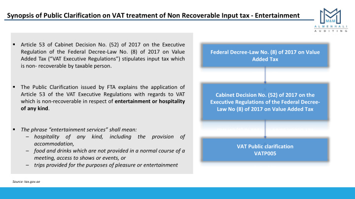 synopsis of public clarification on vat treatment of non