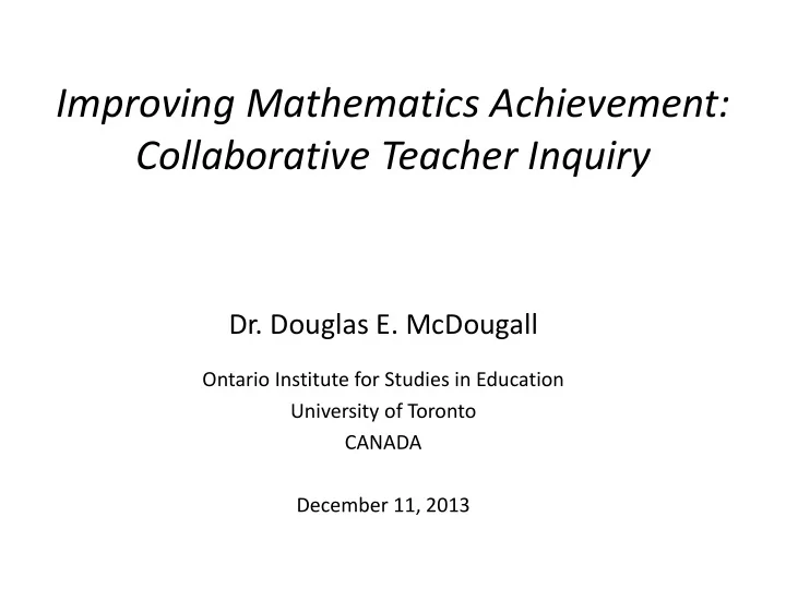 improving mathematics achievement
