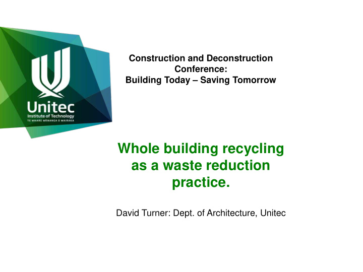 whole building recycling as a waste reduction practice