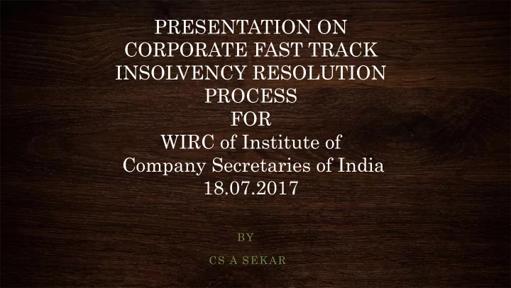 insolvency resolution