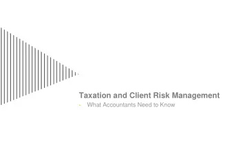 Taxation and Client Risk Management  What Accountants Need to Know    Taxation and client risk