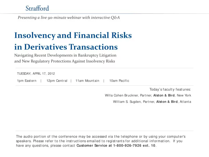 insolvency and financial risks in derivatives transactions