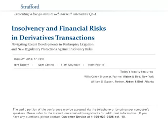 Insolvency and Financial Risks  in Derivatives Transactions  Navigating Recent Developments in