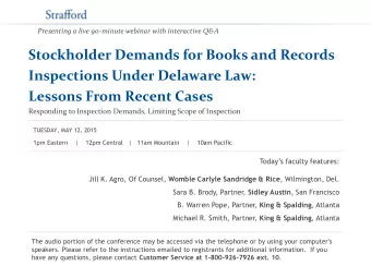 Lessons From Recent Cases  Responding to Inspection Demands, Limiting Scope of Inspection  TUESDAY,