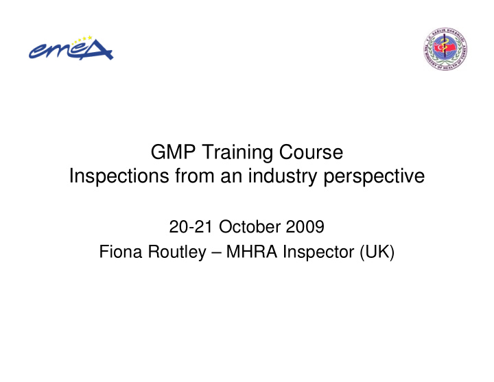 gmp training course inspections from an industry