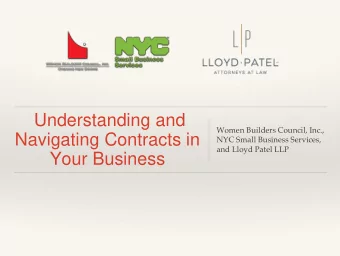 Understanding and  Women Builders Council, Inc.,  Navigating Contracts in  NYC Small Business