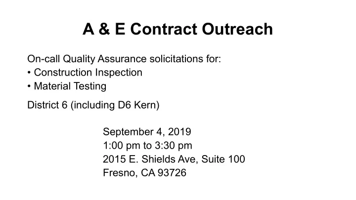 a e contract outreach