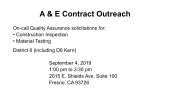 A &amp; E Contract Outreach  On-call Quality Assurance solicitations for:  Construction