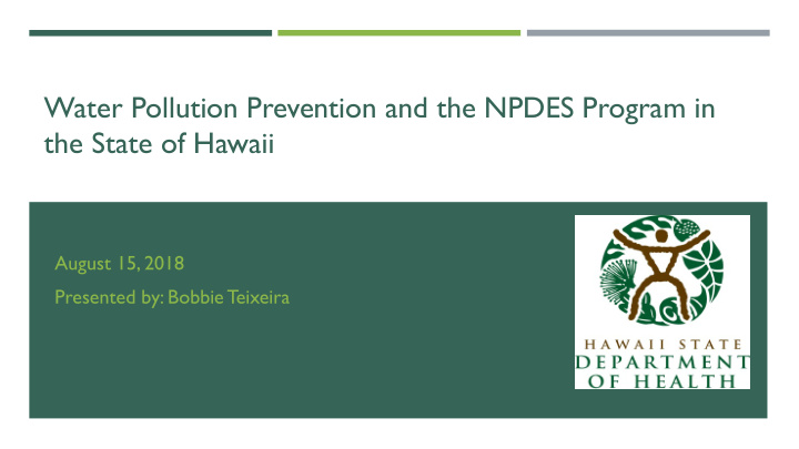 water pollution prevention and the npdes program in the