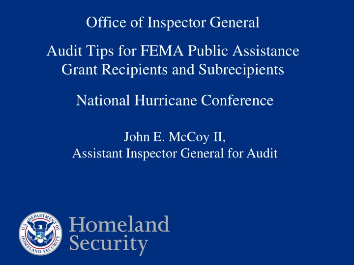 office of inspector general audit tips for fema public